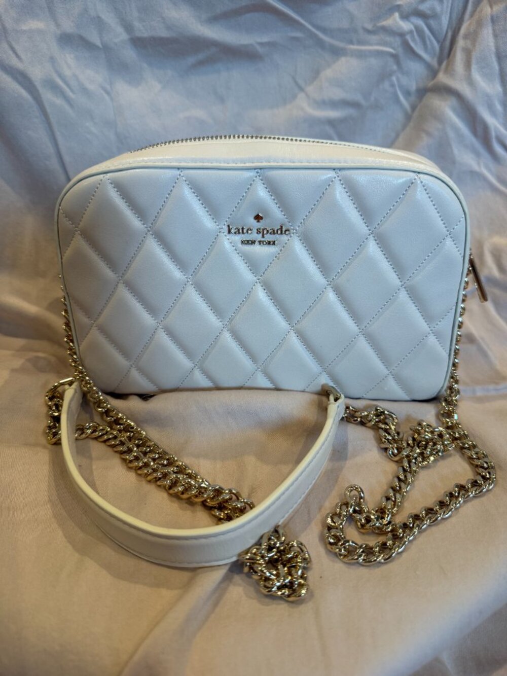 Kate Spade Carey Chain Camera Bag - Ivory Quilted Leather